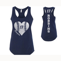 Custom Glitter Baseball Heart Next Level Fitted Racerback Tank Top Baseb... - £15.69 GBP+