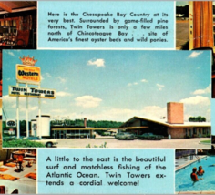 Vintage 1960s Twin Towers Motel Pocomoke City MD Unposted Panorama Postcard - £11.76 GBP