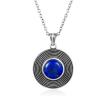 Sterling Silver 925 Necklace Natural Lapis Stone Pendants Necklace for Women - £19.68 GBP