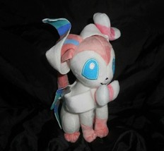 8&quot; Pokemon Xy Sylyeon Nymphia Fairy Eevee White &amp; Pink Stuffed Animal Plush Toy - £16.70 GBP
