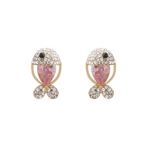 Pink Crystal Cute Fish Stud Earrings for Women - £8.11 GBP