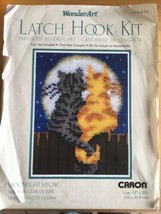 WonderArt Caron Latch Hook Kit Moonlight Meow 15x20 Kitty Cat Cats #4104   - $23.75
