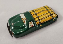 Vintage Japanese Mini Tin Toy Car-Green Litho Truck with Wood Logs + Passengers - £11.70 GBP