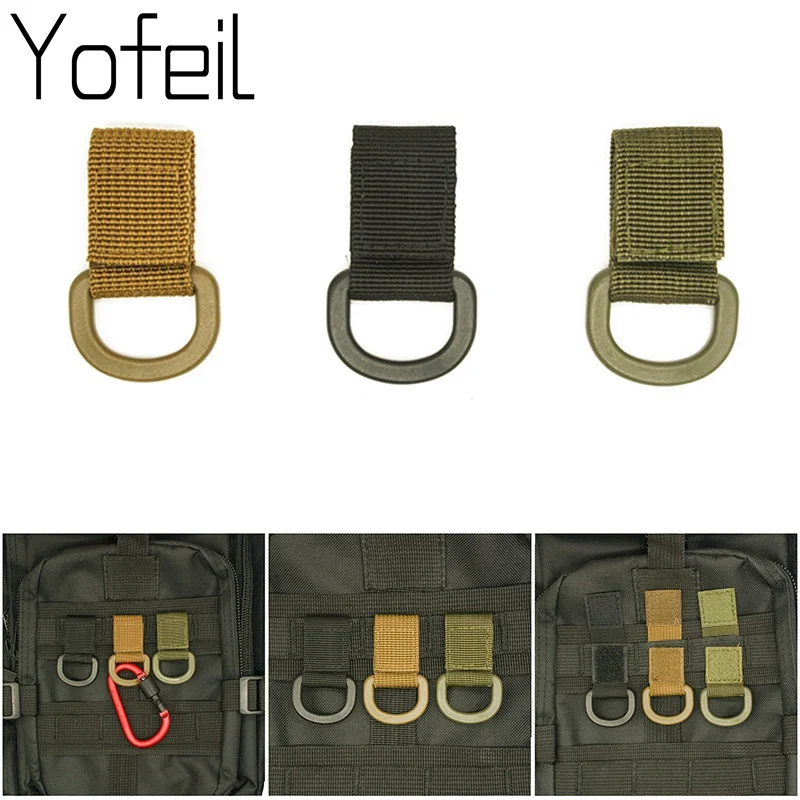 1Pc Tactical Multifunction Nylon Molle Webbing Belt D-Ring Carabiner Magic tape - £7.92 GBP