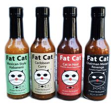 Fat Cat Heat Lovers Four Bottle Hot Sauce Gift Set Variety Pack - £23.17 GBP