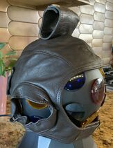 Flight Suits Ltd Brown LEATHER &amp; Suede Flying Open Cockpit HELMET Cap Sz... - $169.75