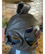 Flight Suits Ltd Brown LEATHER &amp; Suede Flying Open Cockpit HELMET Cap Sz... - $169.75