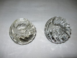 Crystal Clear Round Swirl Glass Candle Stick Holders Qty 2 - £5.44 GBP