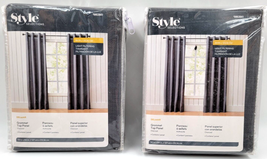 Two Style Selections Delmar Charcoal Gray Grommet Top Panels 50x84 Light Filter - $22.00