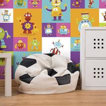 Repeating Wallpaper Roll - Colorful Robots - 32.8&#39;L x 19.7&quot;W - £51.14 GBP+