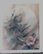 Vintage signed and numbered 155/950 Lena Liu Hummingbird Hibiscus - $58.56