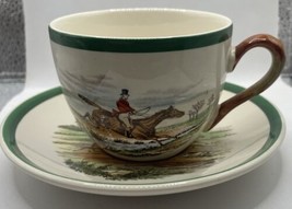 Fox Hunt Hunting Spode  Cup and Saucer #5 The Find Leaping The Brook Dog... - $28.30