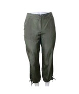 Tommy Bahama Olive 100% Silk Drawstring Hem Cropped Trousers Size 6 - $64.48 CAD