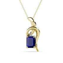 2.50Ct Emerald Cut CZ Sapphire Pendant Necklace 14k Yellow Gold Plated-Silver - £89.90 GBP