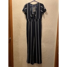 Crystal Sky Juniors Jumpsuit Wide Leg Striped Bow Tie Front Black White ... - $559.52 MXN