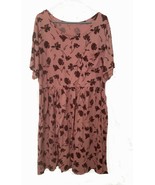 Ladies Rose Print Dress, Poly/Rayon, Size 1X (22/24), Short Sleeves - $471.78 MXN