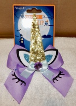 Halloween Hair clip Unicorn  Purple &amp; Gold Glitter NIB 260R - $4.49