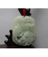 2" China Certified Jewelry Nature Hisui Jadeite Jade Lavender Happy Rabbit and G - £31.53 GBP