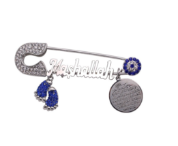 Vintage look gold silver plated mashallah evil eye protection brooch pin jjj50 - £17.88 GBP