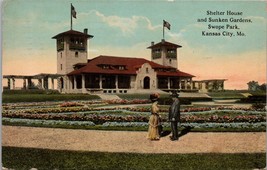 Shelter House and Sunken Gardens Swope Park Kansas City MO Postcard PC572 - $4.99