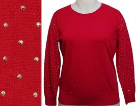 JM Collection New Red Amore Crystal Shimmery Petite Sweater (PX-Large)  - $19.79