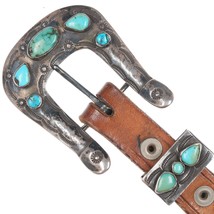 c1930&#39;s Navajo Silver Ranger Belt buckle and Keeper with turquoise - $866.25