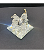 Vintage Blown Glass Puppy Dog Figurine on Mirror Base – Handcrafted 1970s - $16.44