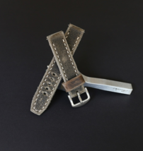 Distressed leather watch band, Unique Gray Watch Strap 18-26 Handmade wr... - $65.00