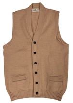 L.L.Bean VTG Wool Sweater Vest Camel Knit 2 Pockets Academia Grandpacore M - $74.20