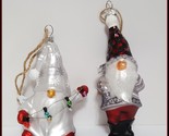 NEW RARE Pottery Barn Set of 2 Mercury Glass Gnome Christmas Ornaments - $31.99