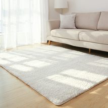 Living Room Rug Area Solid Carpet Fluffy Soft Home Decor White Plush Car... - £9.46 GBP+