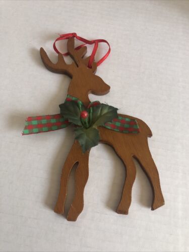 1987 Kurt Adler Wood Reindeer Christmas Tree Ornament - $10.89