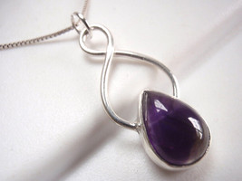 Amethyst Necklace 925 Sterling Silver Infinity Hoop Signifies Endless Love 627cc - $16.16