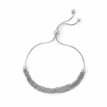 925 Sterling Silver Six Strands Singapore Chain Adjustable Bolo Women Bracelet - £89.19 GBP