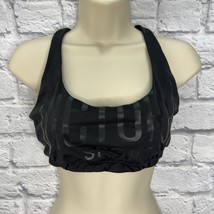Victoria&#39;s Secret Womens Sports Bra Black M Spell Out Logo Strappy Crossover - £15.53 GBP