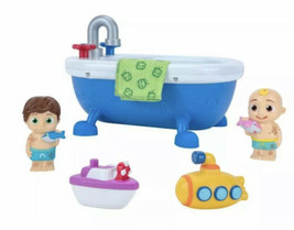New Cocomelon Musical Bathtime Playset Bath Squirters Jj &amp;Tom Tom Figures Bathtub - £35.96 GBP