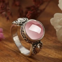 Antique Silver Style Ring With Colored lab stone Hand Jewelry SIZE 7 - £15.50 GBP