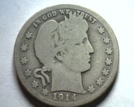 1914-D Barber Quarter Dollar Good G Nice Original Coin Bobs Coins Fast Shipment - £9.59 GBP