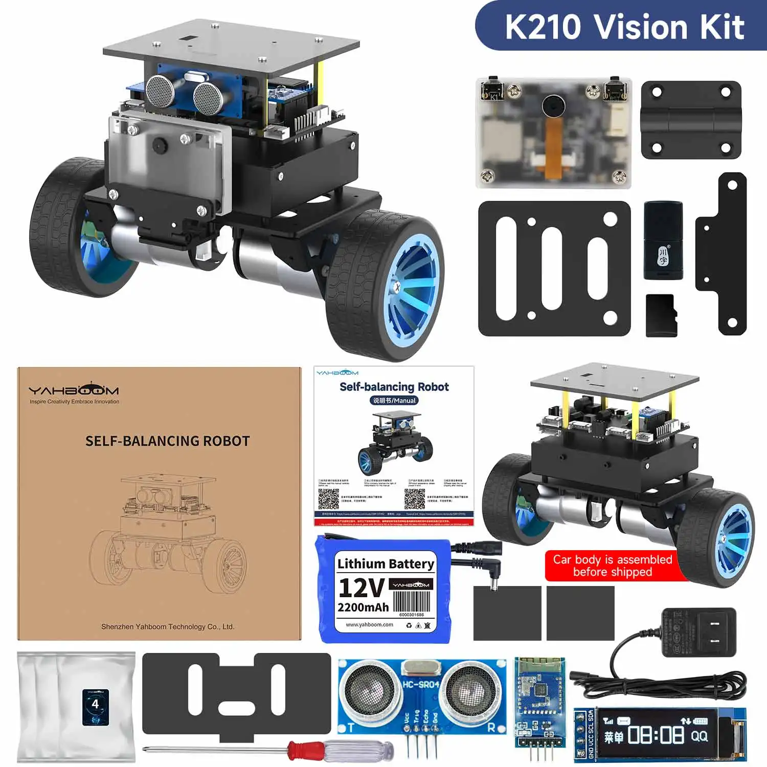 [K210 module kit] Yahboom 2WD High Configuration STM32 Self-Balance Car ... - $249.55
