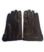 Vintage Sears Leather Cowhide Gloves Lined Men’s Size Med Black Driving ... - $28.49