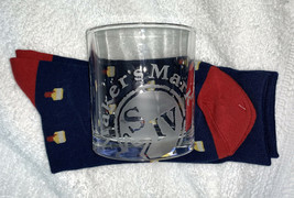 New Makers Mark Bourbon Whiskey Glass &amp; Mens Dress Socks Bottle Design - £22.41 GBP