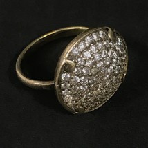 Vintage Sterling Silver Banana Republic Ring Clear Stones Gold Tone Size 5.5 - £44.83 GBP