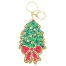Christmas Tree Seed Beaded Keychain - $25.55