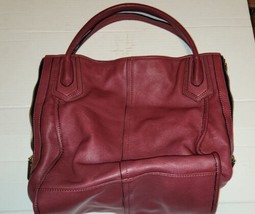 Red ORYANY Leather Shoulder Handbag Purse Satchel Tote Bag Side Zippers - £78.75 GBP