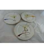 Pier 1 One Martini Olives Ribbon Dessert Plates Dish  7.5 &quot; 19 cm Set Of 3 - $25.70 CAD