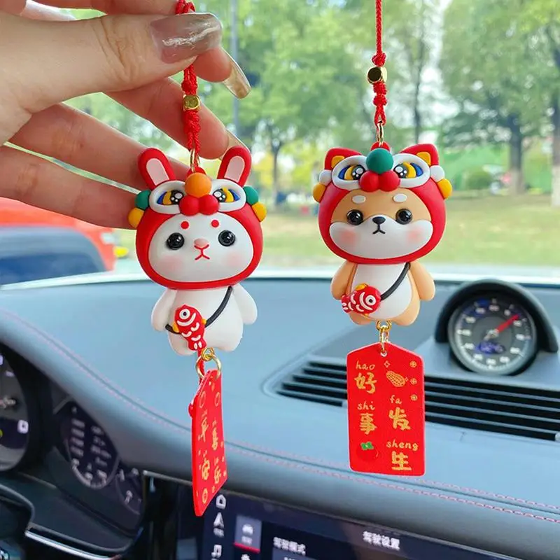 Car Pendant Chinese Style Dog Hanging Ornament Car Mirror Spring Festival Animal - £13.48 GBP