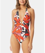 Vince Camuto Halter One Piece Swimsuit Red Floral Size 4 U-Wire New Slim... - £31.78 GBP