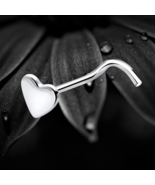 925 Sterling Silver Large Plain Polished Heart Nose Stud Screw Pin Minim... - $8.81
