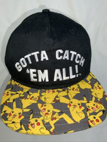 Youth Size Cap Pokemon Pikachu &quot;Catch &#39;Em All&quot; Baseball Hat Black/Yellow - $9.89