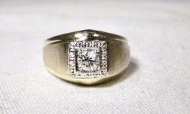 Vintage 10K Yellow White Gold Mens Diamond Ring Size 8.25 K091 - £483.43 GBP